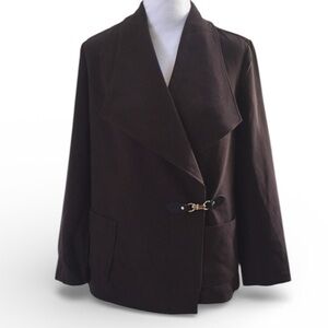 CHICO'S TWILL TOGGLE Chocolate BROWN KNIT JACKET BLAZER CHICO'S 3 NWT